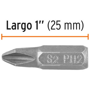 Puntas Phillips #2 x25mm PH2 estuches con 15 piezas, Truper 100193
