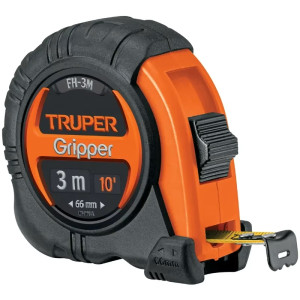 Wincha Flexometro Gripper 3 Metros, contra impacto TPR, carcasa ABS, FH-3M 14577 Truper