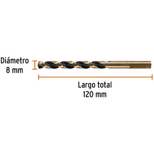 Brocas Metal HSS 8mm xL117mm Truper 14178