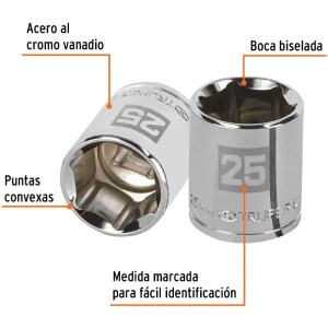 Dados 25mm E1/2 Hexagonales CrVanadio, Truper 13275