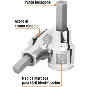 Dados de Punta Hexagonal 1/2" E1/2, Truper 13255