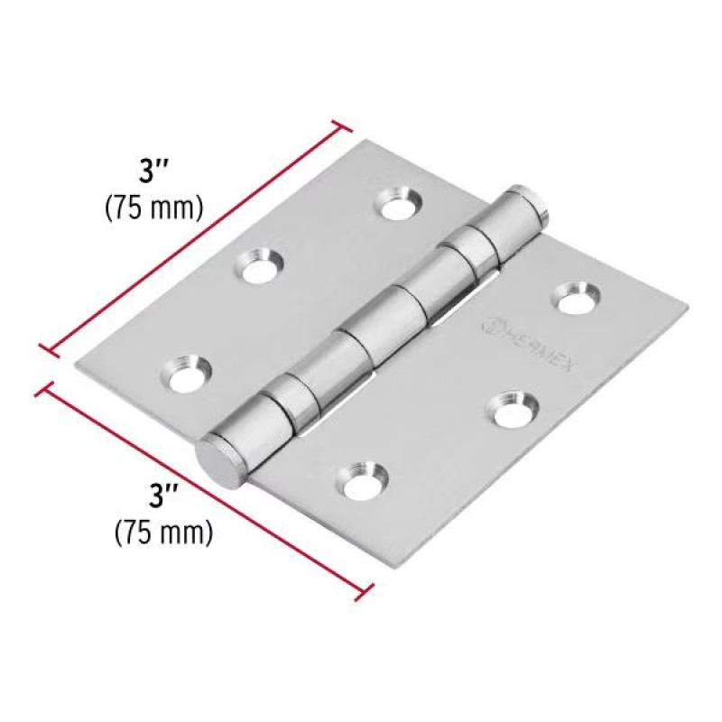 Bisagras cuadrada 3" Acero Inoxidable Capuchina CPlana 2mm Hermex 43227