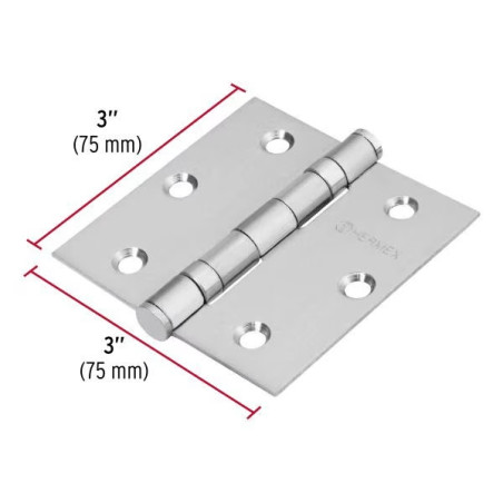 Bisagras cuadrada 3" Acero Inoxidable Capuchina CPlana 2mm Hermex 43227