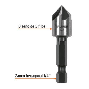Brocas Avellanadores para Metal 1/2" x 50mm Z1/4 Trupe 102380