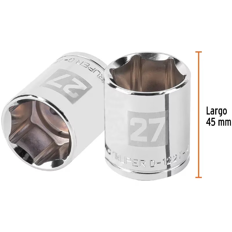 Dados 27mm E1/2 Hexagonales CrVanadio, Truper 101007
