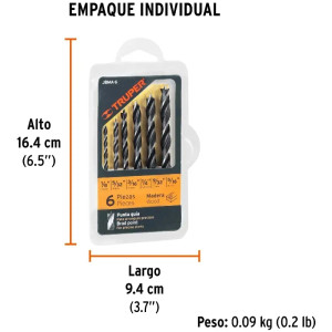 Juego de Brocas para Madera 6 Piezas Truper 11337