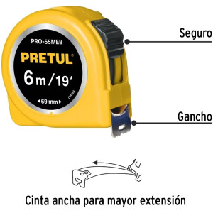 Winchas Flexometro Amarillo 5.5M CintaAncha ABS Pretul 28022