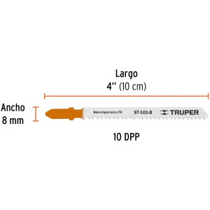 Segueta para caladora Acabado Fino DDP10 Zanco T 5 Piezas, cortes rectos en Madera delgada y pvc, ST-101-B 18124 Truper