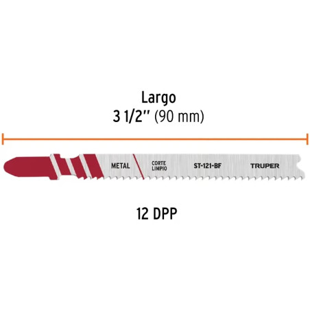 Seguetas T 21DPP x90mm BIM Cortes Metal 5Piezas Caladoras Truper 103047