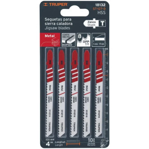 Segueta para caladora Acabado Estandar DDP8 Zanco T 5 Piezas, cortes rectos en pvc plastico y aluminio, ST-127-D 18132 Truper