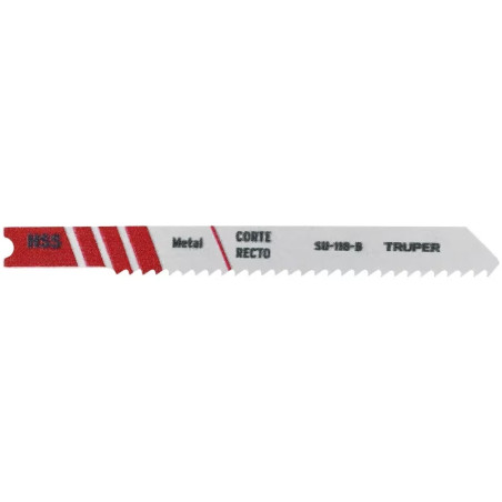 Segueta para caladora Acabado Fino DDP12 Zanco U 5 Piezas, cortes rectos Metales Ferrosos y Plastico, SU-118-B 18139 Truper