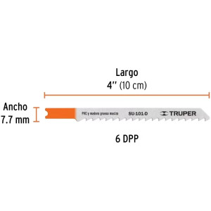 Segueta para caladora Acabado Grueso DDP6 Zanco U 5 Piezas, cortes rectos en Madera, SU-101-D 18136 Truper
