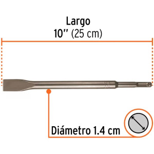 Cinceles SDS Plus Plano Delgado 3/4" x25cm AC para RotoMartillos, Truper 12096