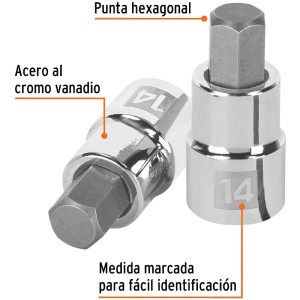 Dados de Punta Hexagonal 14mm E1/2, Truper 13285