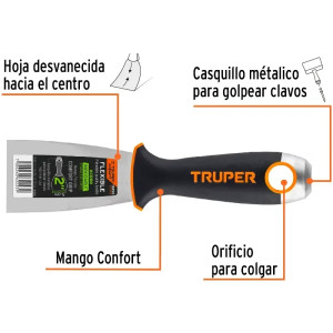 Espatula Flexible 2" Mango Comfort Grip, Acero Inoxidable, ET-2FX 15850 Truper