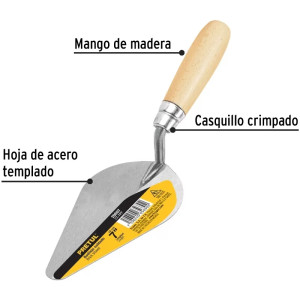 Badilejo Soldado 7", en acero al carbono, para Albañileria, CT-7PP 20607 Pretul
