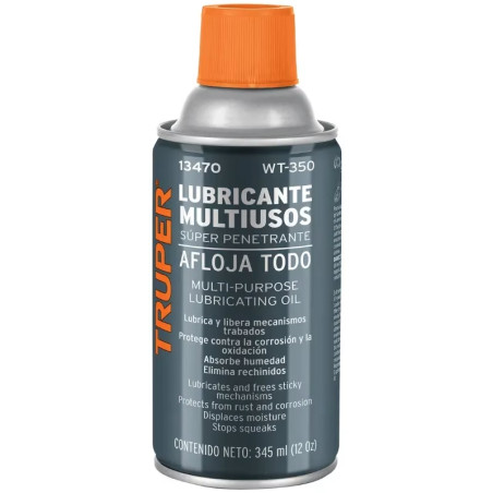 Aceite Multiuso Afloja Todo 345ml 12oz, Super Penetrante Protege y Limpia, Truper 13470