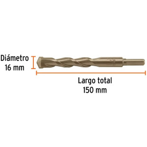 Brocas Concreto 16mm x 150mm ZP3 Ctungsteno Truper 102353