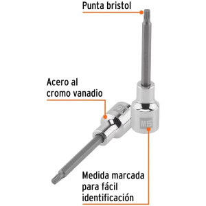 Dados Punta Bristol M5 E1/2 Plarga CrVanadio Truper 101248