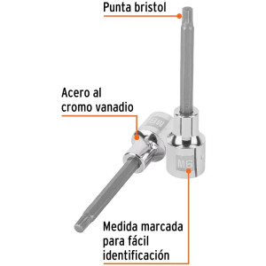 Dados Punta Bristol M6 E1/2 Plarga CrVanadio Truper 101249