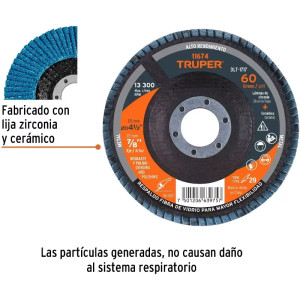 Discos Flap Discs Laminado 4 1/2" G60 Lija de Zirconia, DLT-1717 11674 Truper