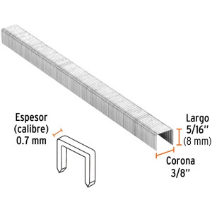 Grapas Corona 3/8" Calibre 22 L8mm Engrapadora Neumatica C5000u Truper 18283