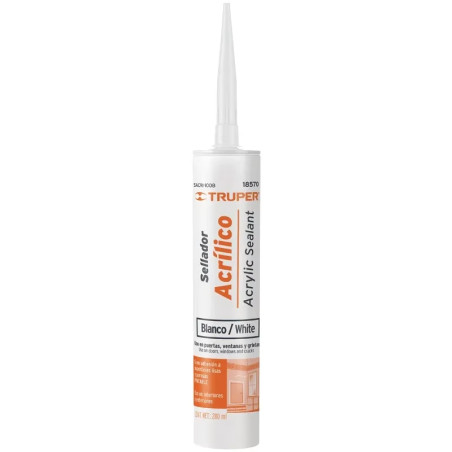 Siliconas Acrilicas 280ml Blanco, para superficie lisas y porosas, madera concreto aluminio, SACRI-100B 18570 Truper