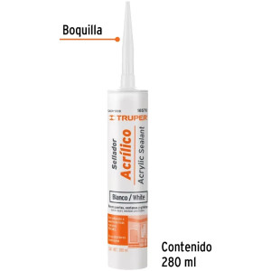 Siliconas Acrilicas 280ml Blanco, para superficie lisas y porosas, madera concreto aluminio, SACRI-100B 18570 Truper