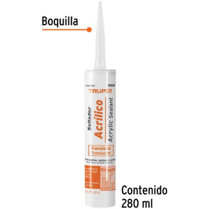 Siliconas Acrilicas 280ml Traslucido, para superficie lisas y porosas, madera concreto aluminio, SACRI-100T 18569 Truper