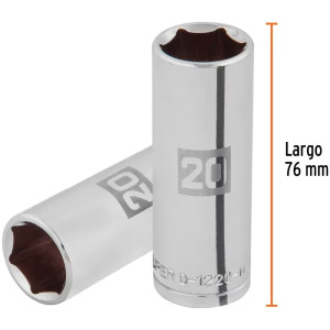 Dados 20mm E1/2 Tubulares Hexagonales CrVanadio, Truper 101008