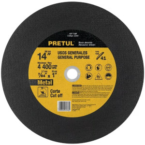 Discos Corte Metal 14" 355.6x2.7mm C1" T41 Chop Saw, Oxido de Alumino, ABT-7589 22561 Truper
