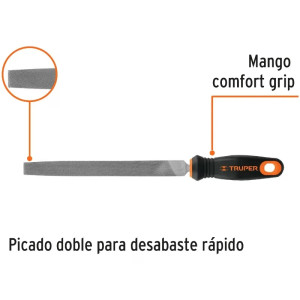 Limas Plana Bastardas 8" Ancho 3/4" Espesor 3/16", Mango Comfort Grip, LPB-8T 15311 Truper