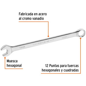 Llave Boca Mixta 13mm Combinada CrVanadio ELarga Truper 15617