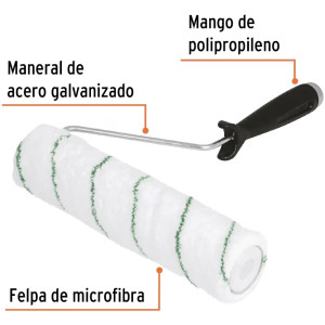 Rodillo para Pintar 9" Superficie Lisas Diametro 37.8mm Espesor 9.5mm en Microfibra, ROPI-910M 13894 Truper