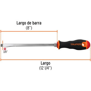 Desarmador Plano Bhex 3/8" x8" ComfortGrip Truper 100834