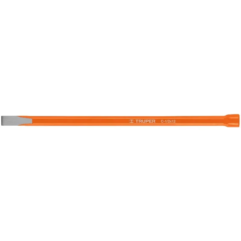 Cincel Plano 12" Cuña 1/2", Acero al cromo Vanadio, Cabeza grande, C-1/2X12 12124 Truper