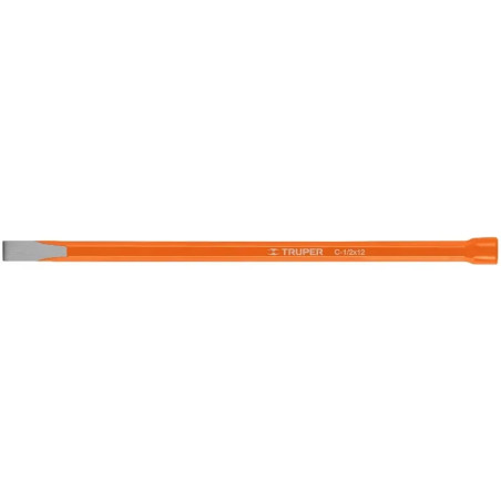 Cincel Plano 12" Cuña 1/2", Acero al cromo Vanadio, Cabeza grande, C-1/2X12 12124 Truper