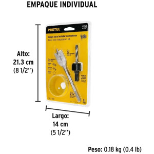 Juego para instalar cerraduras, 3 piezas, para madera y aluminio, KIT-3P 23549 Pretul