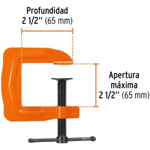 Prensa de Acero 2 1/2" Troqueladas con manija deslizante en T, uso general, PTR-2-1/2 17667 Truper