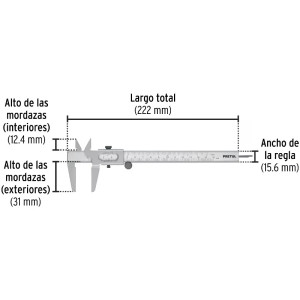 Calibrador Escolar Pulgadas y Milimetros 6" o 150mm, en acero, VER-6PX 21455 Pretul
