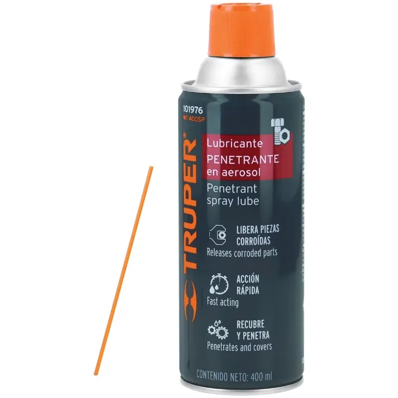 Lubricantes Penetrante Aerosol 400ml 14oz Antioxidante Herramientas Tuercas Pernos Cerraduras, Truper WT-400SP 101976