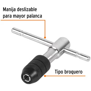 PortaMachos Tipo T, Tipo Chuck, Para Machos 1/4", Manija Deslizable para Mayor Palanca, MAN-T-1/4 11439 Truper