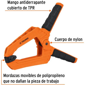 Prensa de Resorte 8" Apertura 3" Cuerpo de Nylon Mango TPR, PRE-8 17702 Truper