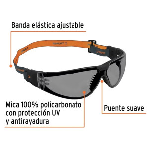 Lentes de seguridad Gris con banda elastica Active Truper 100293
