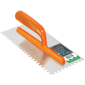 Plancha de Empastar Dentada 11 x 5 Pulgadas, Uso Profesional, 6 Remaches Mango de Plastico, LLP-6C 15413 Truper