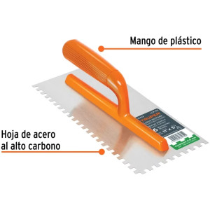 Plancha de Empastar Dentada 11 x 5 Pulgadas, Uso Profesional, 6 Remaches Mango de Plastico, LLP-6C 15413 Truper