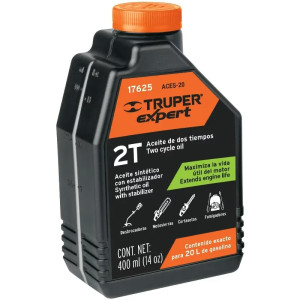 Aceite Sintético 400ml (14oz) para Motor 2 Tiempos Motos Desbrozadoras Motosierras Fumigadores, Truper 17625