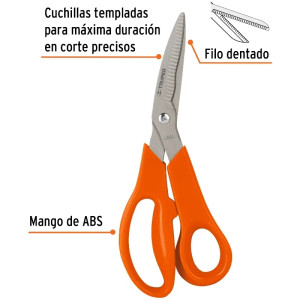 Tijera Multiuso 8", Cuchilla dentada, acero inoxidable, para trabajos en hogar y jardineria, TIMU-8E 18564 Truper