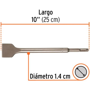 Cinceles SDS Plus Plano Grueso 1-1/2" 25cm AC para RotoMartillos, Truper 12097