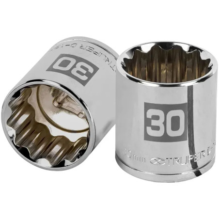 Dados 30mm E1/2 Poligonales CrVanadio, Truper 13544